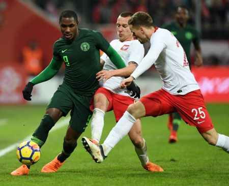 Tomasz Kedziora performs for Poland against Nigeria