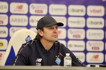 Press conference of Oleksandr Shovkovskyi after the game against Veres