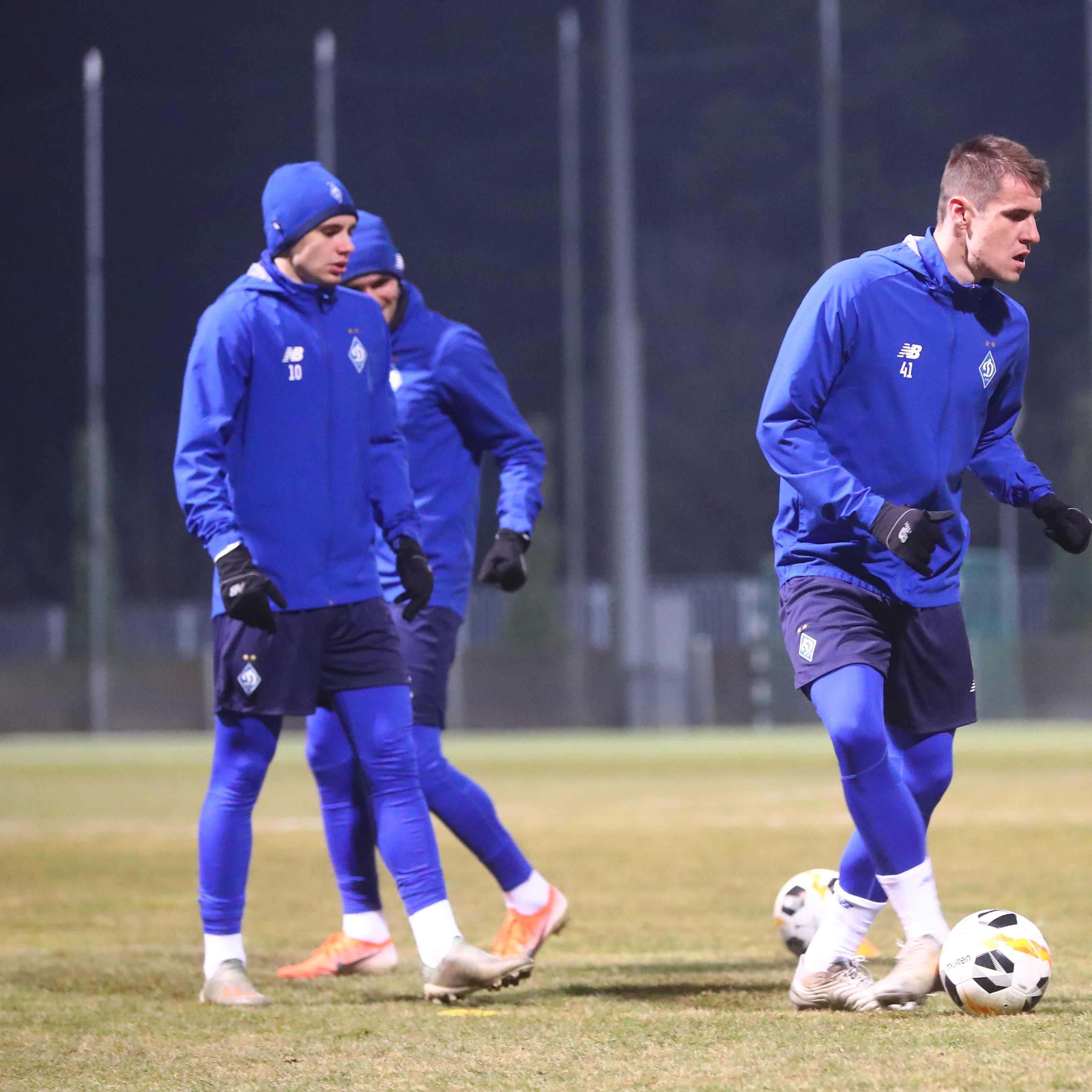 Mykolenko and Shepelev getting ready for the game against Lugano