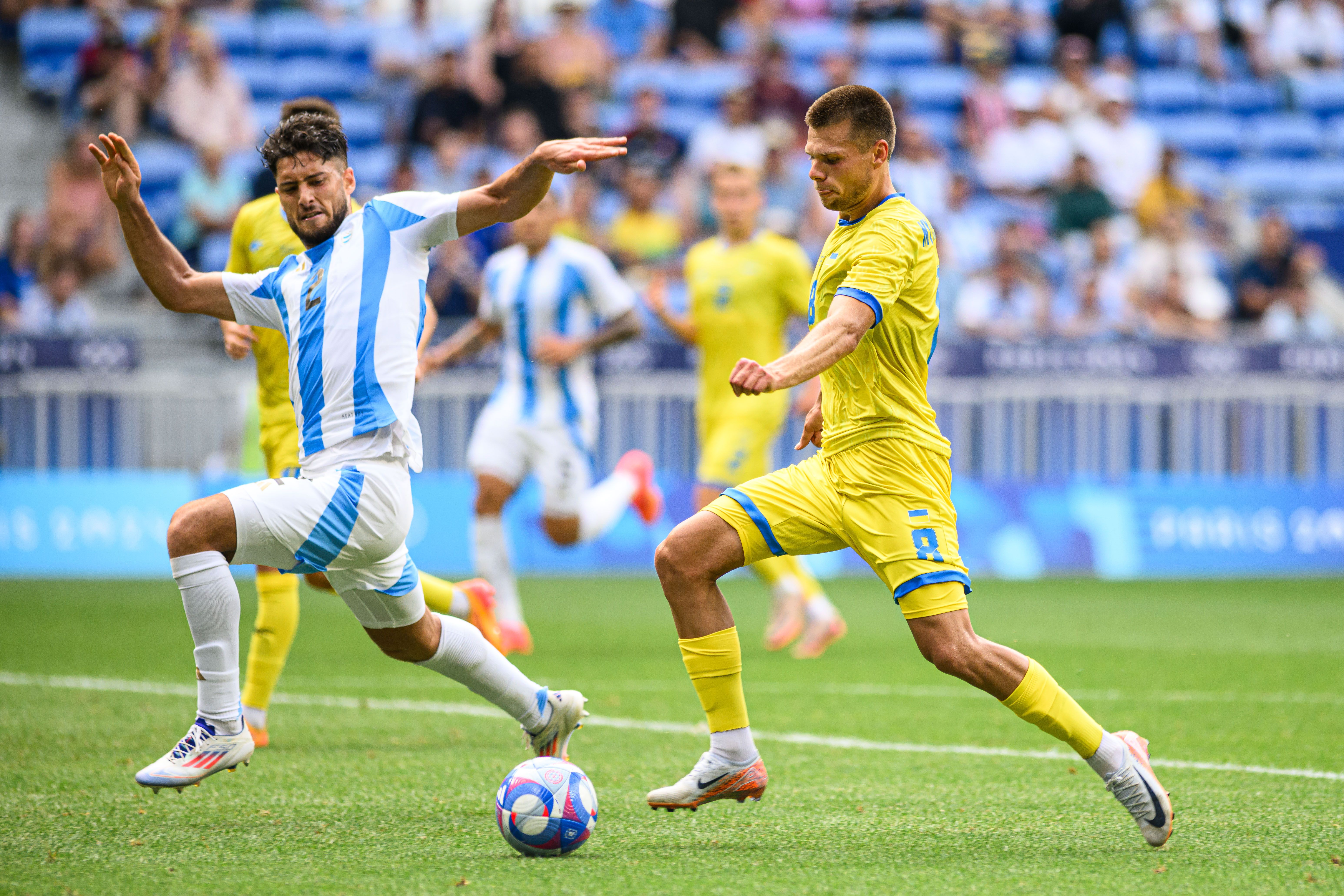 Three Dynamo players perform for Ukraine against Argentina at 2024 Olympic Games