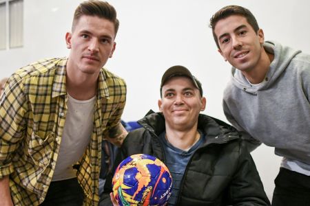 Benjamin Verbic and Carlos de Pena meet supporters at Dynamo Stadium